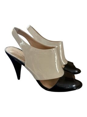 Ann Taylor Black and Beige Heels , Patent, Back elastic, Size 9